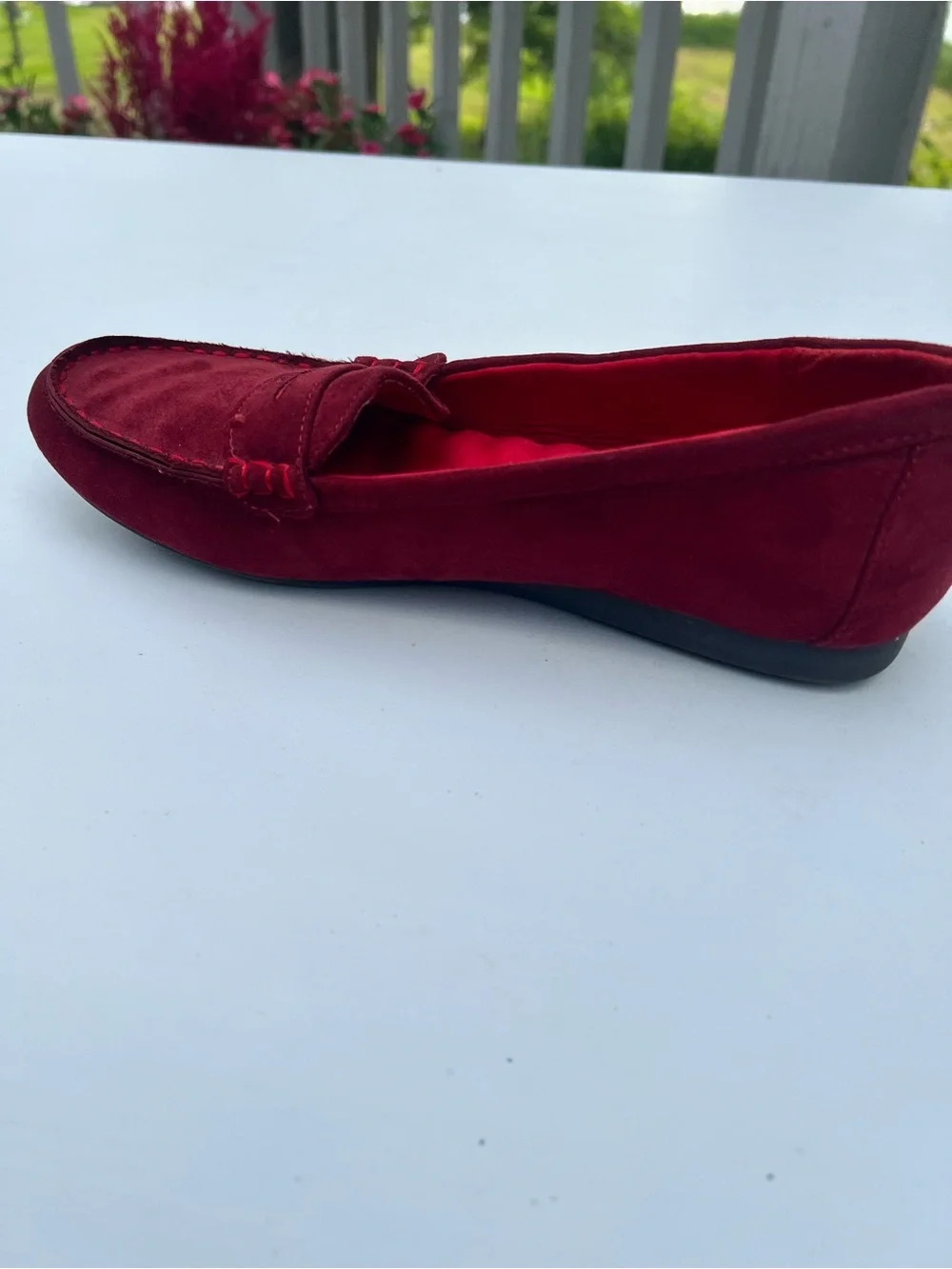 Cushion Walk by Avon Women’s Suede Penny Loafers in Deep Wine Red 10